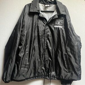 NFL Raiders Black Windbreaker Jacket Embroidered Logo XL Vintage Team Apparel